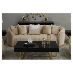 Angleton 3-Seater Velvet Fabric & Metal Sofa Pan Emirates