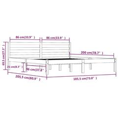 vidaXL Bed Frame Solid Wood Pine 6FT Super King (White, 180 x 200 cm)