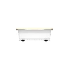 Cosmoplast Clear Plastic Underbed Storage Box W/Wheels & Lockable Lid (25 L, Off White)