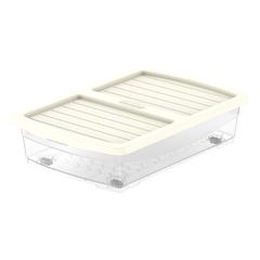 Cosmoplast Clear Plastic Underbed Storage Box W/Wheels & Lockable Lid (25 L, Off White)