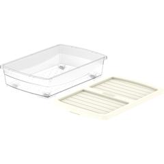 Cosmoplast Clear Plastic Underbed Storage Box W/Wheels & Lockable Lid (25 L, Off White)
