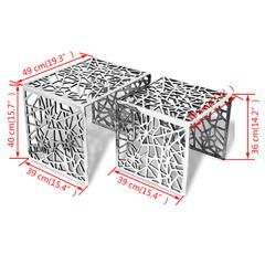 vidaXL Two Piece Side Tables Square Aluminum Silver