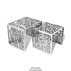 vidaXL Two Piece Side Tables Square Aluminum Silver