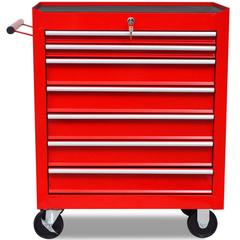 vidaXL Workshop Tool Trolley 7 Drawers Red