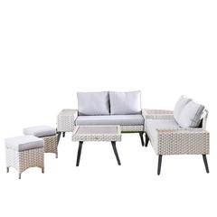 Riza 6-Seater Rattan Sofa Set W/Cushion Danube Home