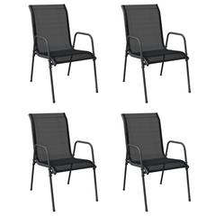 vidaXL Garden Chairs 4 pcs Steel and Textilene Black