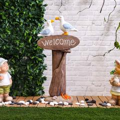 Danube Home Kaolin Clay Garden Love Birds Decor (39 x 25 x 81 cm)