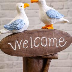 Danube Home Kaolin Clay Garden Love Birds Decor (39 x 25 x 81 cm)