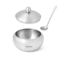 Fissman Stainless Steel Sugar Bowl W/Steel Lid & Spoon (460 ml)