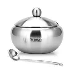 Fissman Stainless Steel Sugar Bowl W/Steel Lid & Spoon (460 ml)