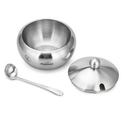 Fissman Stainless Steel Sugar Bowl W/Steel Lid & Spoon (460 ml)