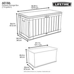 Lifetime Plastic Storage Box W/Lid (127.8 x 58.9 x 66 cm)