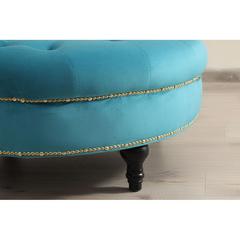 Pan Emirates Outary Velvet & Wood Ottoman (99 x 99 x 43 cm)
