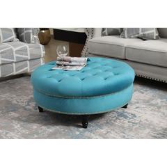 Pan Emirates Outary Velvet & Wood Ottoman (99 x 99 x 43 cm)