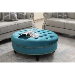 Pan Emirates Outary Velvet & Wood Ottoman (99 x 99 x 43 cm)