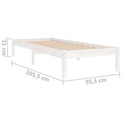 vidaXL Bed Frame White Solid Wood Pine (90 x 200 cm)