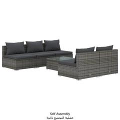 Buy vidaXL Grey Poly Rattan Garden Lounge Set with Cushions (60 x 60 x