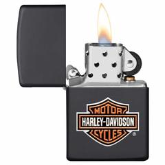 Zippo Harley-Davidson Texture Print Classic Logo Lighter, 49196 (Black Matte)