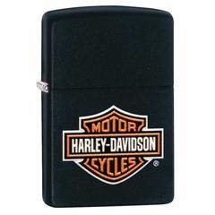 Zippo Harley-Davidson Texture Print Classic Logo Lighter, 49196 (Black Matte)