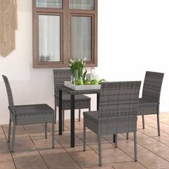 4-Seater Poly Rattan Garden Dining Set vidaXL (70 x 70 x 73 cm, Gray)