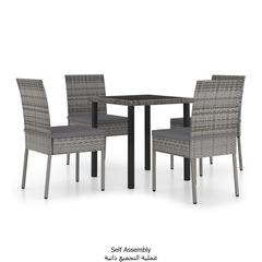 4-Seater Poly Rattan Garden Dining Set vidaXL (70 x 70 x 73 cm, Gray)