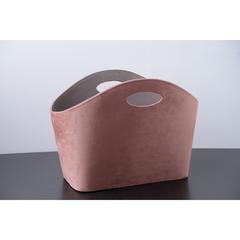PAN Emirates Alexa Velvet Polyester Magazine Basket (40 x 30 x 21 cm, Dark Pink)