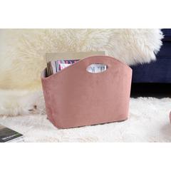 PAN Emirates Alexa Velvet Polyester Magazine Basket (40 x 30 x 21 cm, Dark Pink)