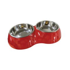 Nutra Pet Melamine Double Dinner Bowl (Red, 22 x 30 x 13 cm)