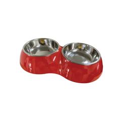 Nutra Pet Melamine Double Dinner Bowl (Red, 22 x 30 x 13 cm)
