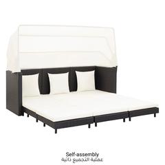 أريكة سرير 3 مقاعد قابلة للتمديد من البولي راتان مع سقف فيدا إكس إل (أسود)