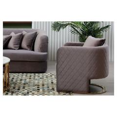 Alphabright Single-Seater Velvet Fabric & Metal Sofa Pan Emirates