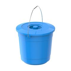 Cosmoplast EX Round Plastic Bucket W/Lid & Steel Handle (10 L, Light Blue)