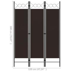 vidaXL Polyester & Metal 3-Panel Room Divider (120 x 180 cm, Brown)