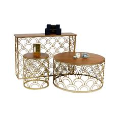 Danube Home Lorcan Metal End Table (45 x 45 x 54 cm, Walnut/Gold)