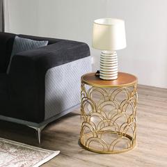 Danube Home Lorcan Metal End Table (45 x 45 x 54 cm, Walnut/Gold)