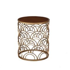 Danube Home Lorcan Metal End Table (45 x 45 x 54 cm, Walnut/Gold)