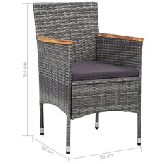 4-Seater Poly Rattan Garden Dining Set vidaXL (80 x 80 x 75 cm, Gray)