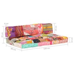 vidaXL Fabric Patchwork Pallet Sofa Cushion (120 x 80 x 39 cm, Multicolor)