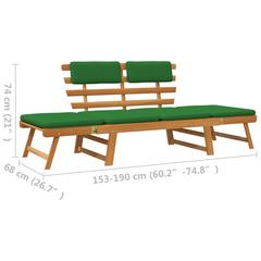 4-Seater Acacia Wood Garden Bench W/Cushions vidaXL