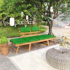 4-Seater Acacia Wood Garden Bench W/Cushions vidaXL