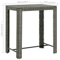 vidaXL 7 Piece Outdoor Set with Cushions Poly Rattan Grey (100 cm)