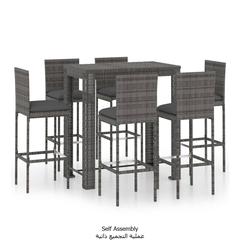 vidaXL 7 Piece Outdoor Set with Cushions Poly Rattan Grey (100 cm)