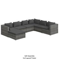 طقم كنب حديقة مع وسائد بولي راتان 7 قطع  70 × 70 × 60 سم فيدا إكس إل (رمادي)