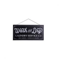 Pan Emirates Wash & Dry Laundry Wall Sign (25 x 50 cm, Black)