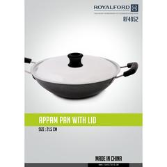 Royalford Non-Stick Aluminium Appam Pan W/Lid (22 cm)