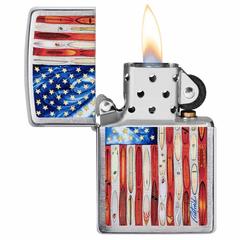 Zippo Rick Rietveld American Flag Windproof Lighter, 49145 (Brushed Chrome)