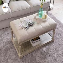 Pan Emirates Gretta Wood & Fabric Coffee Table W/Shelf (121 x 70 x 49 cm)