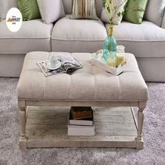Pan Emirates Gretta Wood & Fabric Coffee Table W/Shelf (121 x 70 x 49 cm)