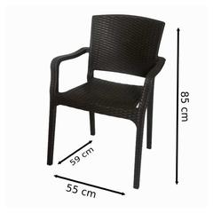 3MPlast Pandora Single-Seater Plastic Rattan Chair W/Arms (59 x 85 x 55 cm)