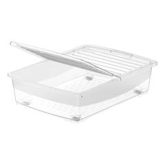 Cosmoplast Clear Plastic Underbed Storage Box W/Wheels & Lockable Lid (45 L, Transparent)